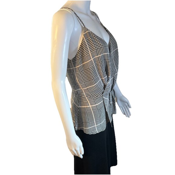 L'AGENCE Chiara Camisole Tank 100% Silk Herringbone Plaid Peplum Romantic SZ S - Picture 4 of 13